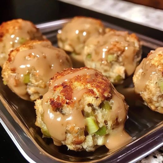 Balls made of leftover turkey and stuffing